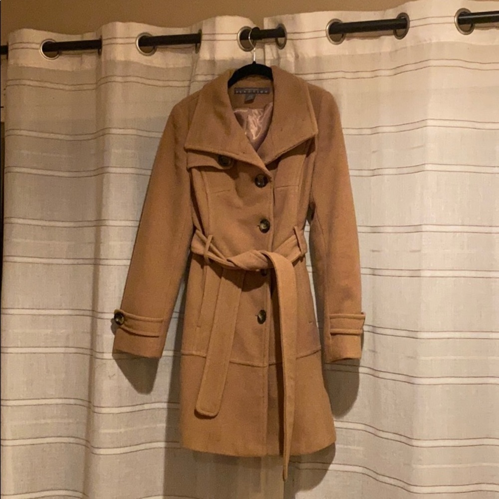 Kenneth Cole Camel Wool Trench Coat